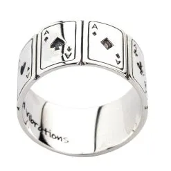 Bikerringshop 925 Sterling Silver Ace Cards Band Ring -Outlet Rings Store silver ace cards band ring 4