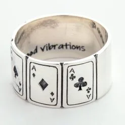Bikerringshop 925 Sterling Silver Ace Cards Band Ring -Outlet Rings Store silver ace cards band ring 6