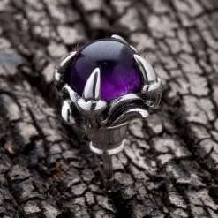 Bikerringshop Silver Amethyst Claw Earrings -Outlet Rings Store silver amethyst earrings 3