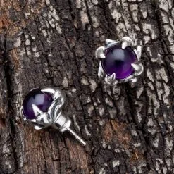 Bikerringshop Silver Amethyst Claw Earrings -Outlet Rings Store silver amethyst earrings 4a453883 f70f 4145 a4fd 295f77c65e78