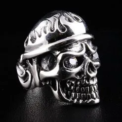 Bikerringshop Sterling Silver Military Army Skull Ring -Outlet Rings Store silver army skull ring 3