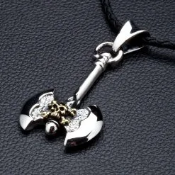 Bikerringshop Sterling Silver Skull Axe Pendant Necklaces -Outlet Rings Store silver axe pendant necklace 3