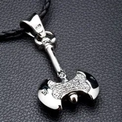 Bikerringshop Sterling Silver Skull Axe Pendant Necklaces -Outlet Rings Store silver axe pendant necklace 4