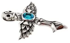 Bikerringshop Blue Topaz Cross Wings Pendant -Outlet Rings Store silver cross wings pendant 2