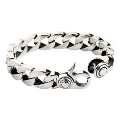 Bikerringshop Sterling Silver Men's Curb Bracelet -Outlet Rings Store silver curb bracelet