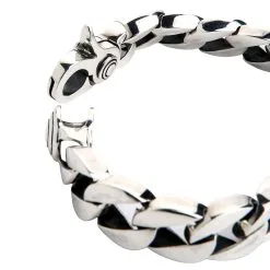 Bikerringshop Sterling Silver Men's Curb Bracelet -Outlet Rings Store silver curb bracelet 8