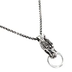 Bikerringshop Silver Dragon Head Pendant -Outlet Rings Store silver dragon head necklace