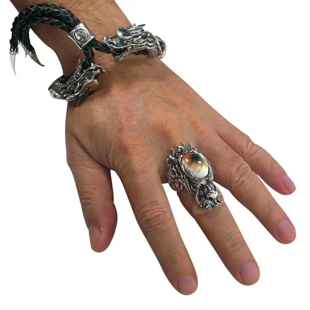 Bikerringshop Sterling Silver Mens Dragon Head Ring 9 Bikerringshop Sterling Silver Mens Dragon Head Ring - Image 7