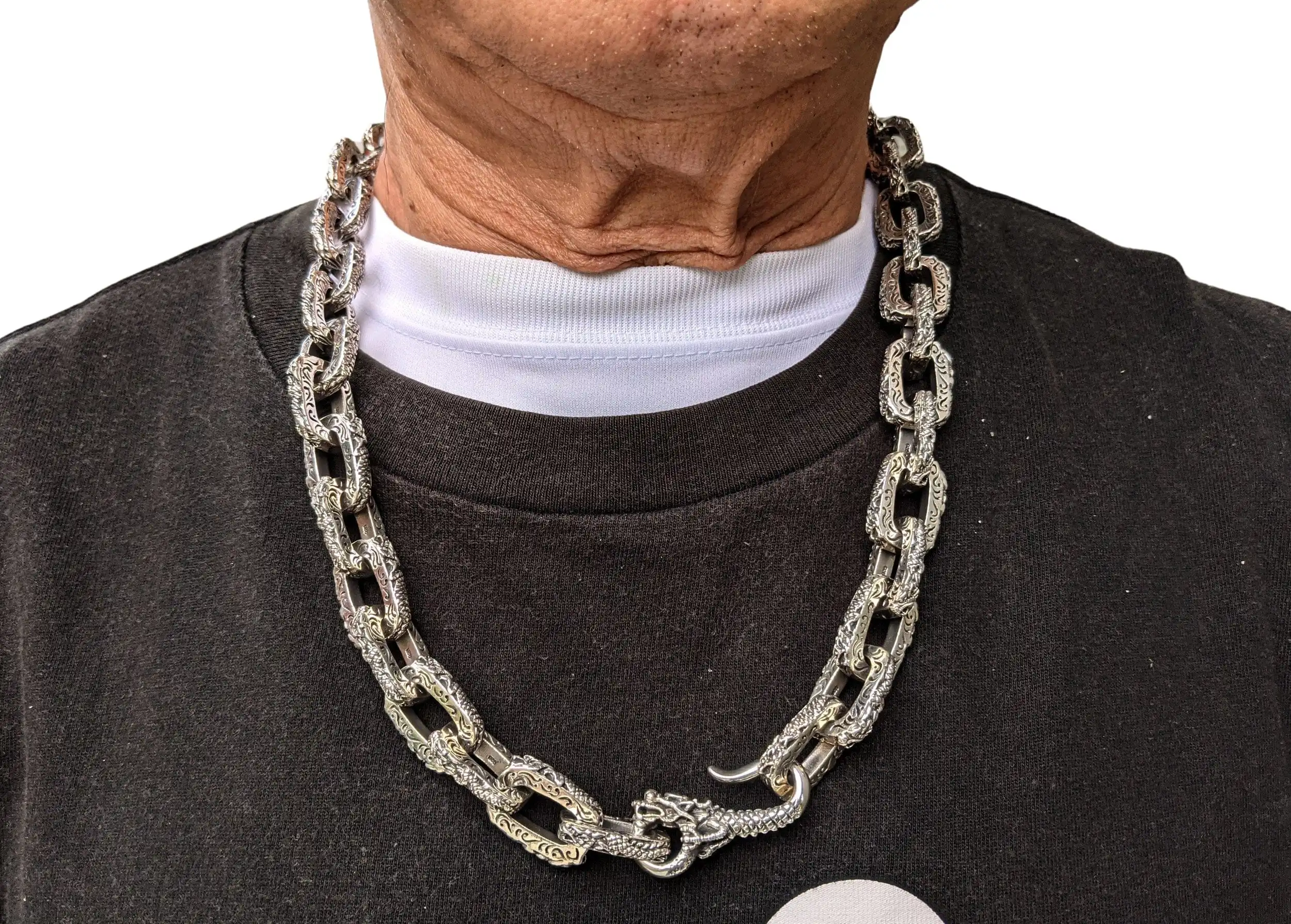 Bikerringshop Sterling Silver Dragon Mens Necklace 8 Bikerringshop Sterling Silver Dragon Mens Necklace - Image 6