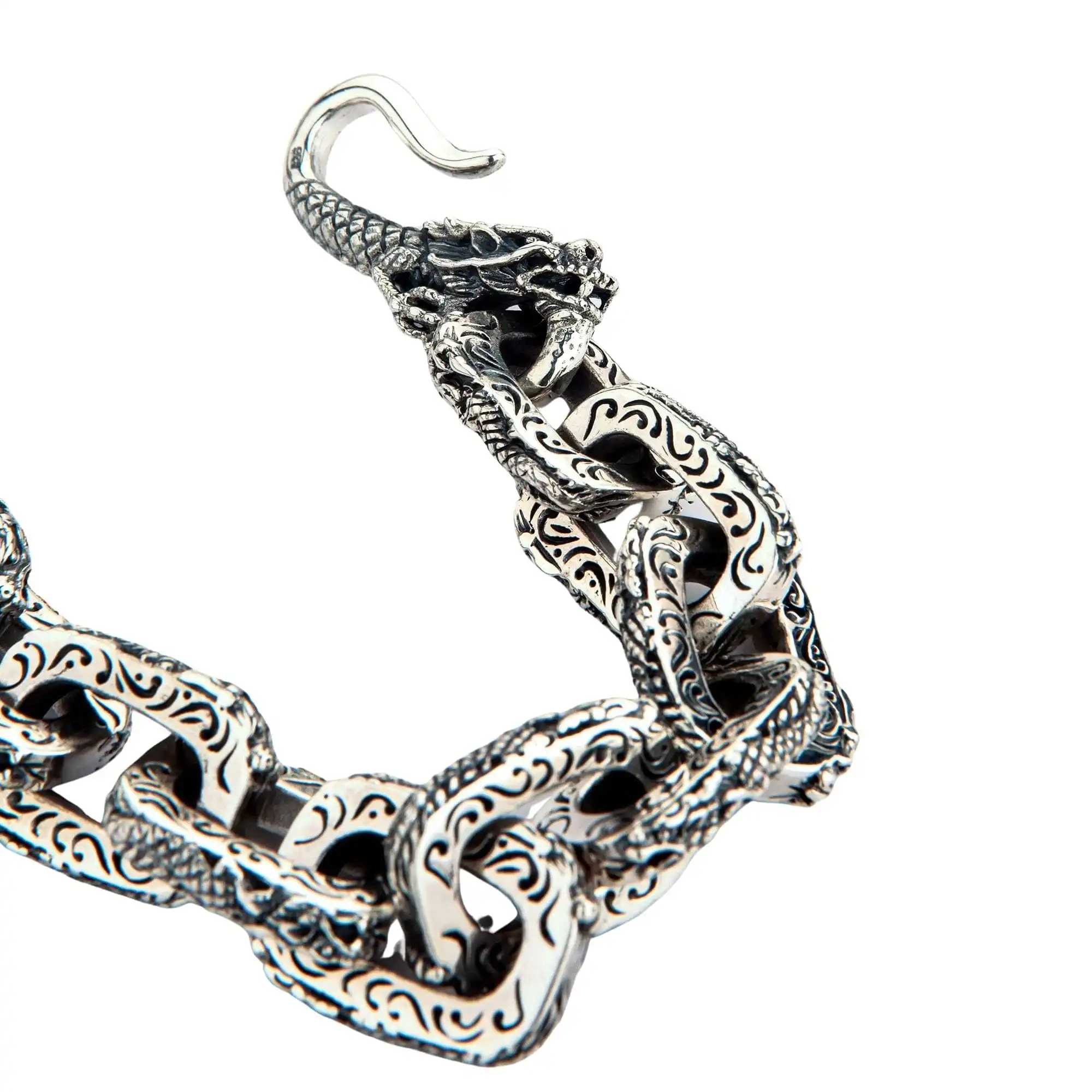 Bikerringshop Sterling Silver Dragon Mens Necklace 14 Bikerringshop Sterling Silver Dragon Mens Necklace - Image 12