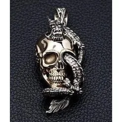 Bikerringshop Silver Dragon Skull Pendant