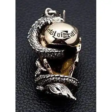 Bikerringshop Silver Dragon Skull Pendant 7 Bikerringshop Silver Dragon Skull Pendant - Image 5