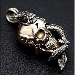 Bikerringshop Silver Dragon Skull Pendant 14 Bikerringshop Silver Dragon Skull Pendant -Outlet Rings Store silver dragon skull pendant 6