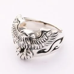 Bikerringshop Sterling Silver Men's Harley Eagle Biker Ring -Outlet Rings Store silver eagle ring 2