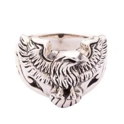 Bikerringshop Sterling Silver Men's Harley Eagle Biker Ring -Outlet Rings Store silver eagle ring