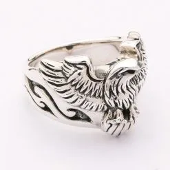 Bikerringshop Sterling Silver Men's Harley Eagle Biker Ring -Outlet Rings Store silver eagle ring 4