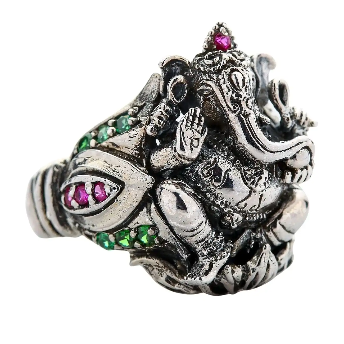 Bikerringshop Sterling Silver Amulet Hindu God Ganesha Ring 6 Bikerringshop Sterling Silver Amulet Hindu God Ganesha Ring - Image 4