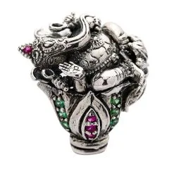 Bikerringshop Sterling Silver Amulet Hindu God Ganesha Ring 15 Bikerringshop Sterling Silver Amulet Hindu God Ganesha Ring -Outlet Rings Store silver ganesha ring 8