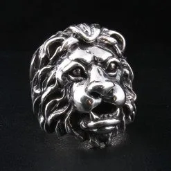 Bikerringshop Sterling Silver Mens Lion Ring -Outlet Rings Store silver lion ring 2