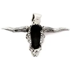 Bikerringshop Sterling Silver Buffalo Skull Bull Pendant -Outlet Rings Store silver skull bull pendant 4