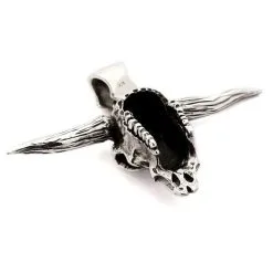 Bikerringshop Sterling Silver Buffalo Skull Bull Pendant -Outlet Rings Store silver skull bull pendant 5