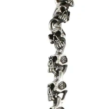 Bikerringshop Heavy Sterling Silver Skull Chain Necklace 5 Bikerringshop Heavy Sterling Silver Skull Chain Necklace - Image 3