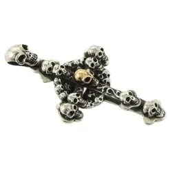 Bikerringshop Silver Gold Stack Cross Skull Pendant -Outlet Rings Store silver skull pendant 4