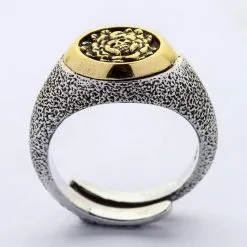 Bikerringshop Sterling Silver Brass Skull And Rose Ring -Outlet Rings Store silver skull rose ring 5