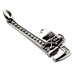 Bikerringshop 925 Sterling Silver Skull Wrench Pendant