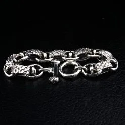 Bikerringshop 925 Sterling Silver Snake Bracelet -Outlet Rings Store silver snake bracelet 2