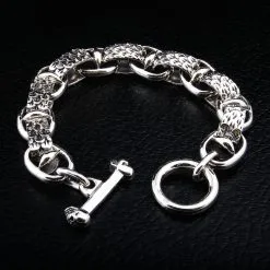Bikerringshop 925 Sterling Silver Snake Bracelet