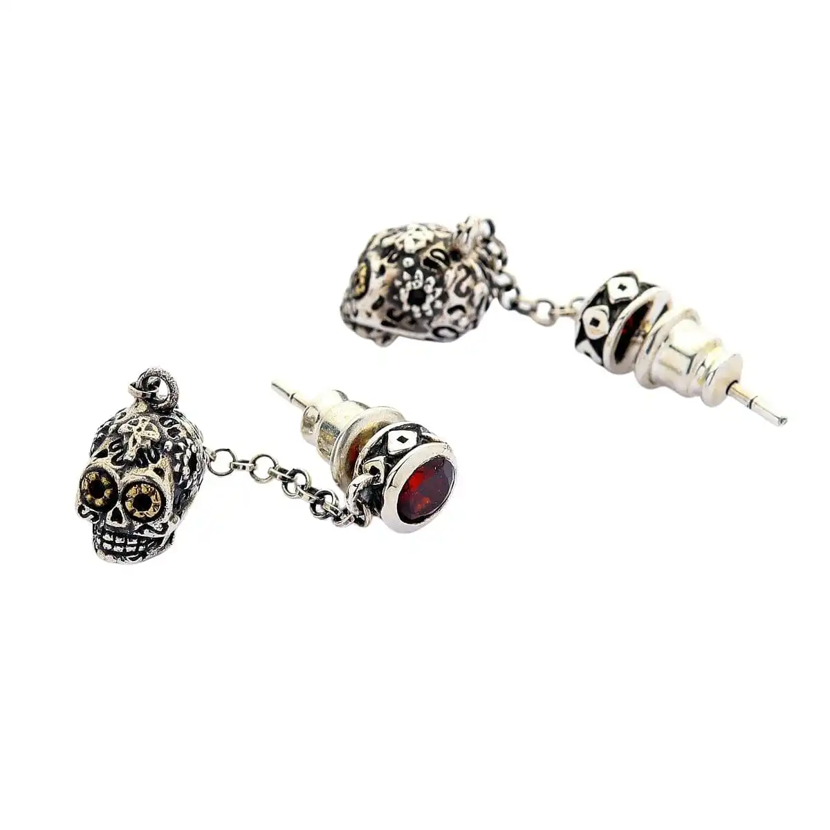 Bikerringshop Sterling Silver Sugar Skull Dangle Earrings 9 Bikerringshop Sterling Silver Sugar Skull Dangle Earrings - Image 7