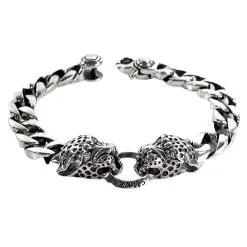 Bikerringshop Sterling Silver Tiger Mens Bracelet -Outlet Rings Store silver tiger bracelet 4
