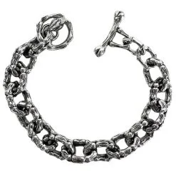 Bikerringshop Sterling Silver Skull Skeleton Bone Men's Bracelet