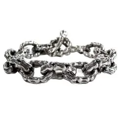 Bikerringshop Sterling Silver Skull Skeleton Bone Men's Bracelet -Outlet Rings Store skeleton bone bracelet 3