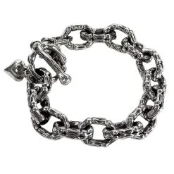 Bikerringshop Sterling Silver Skull Skeleton Bone Men's Bracelet -Outlet Rings Store skeleton bone bracelet 9