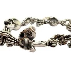 Bikerringshop Sterling Silver Skull Bone Skeleton Bracelets 7 Bikerringshop Sterling Silver Skull Bone Skeleton Bracelets -Outlet Rings Store skeleton bracelets 2