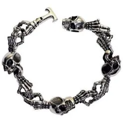 Bikerringshop Sterling Silver Skull Bone Skeleton Bracelets