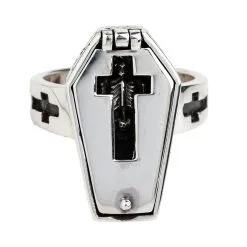 Bikerringshop Sterling Silver Skull Skeleton Coffin Gothic Ring