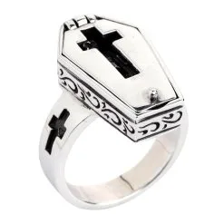 Bikerringshop Sterling Silver Skull Skeleton Coffin Gothic Ring 13 Bikerringshop Sterling Silver Skull Skeleton Coffin Gothic Ring -Outlet Rings Store skeleton coffin ring 3