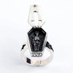 Bikerringshop Sterling Silver Skull Skeleton Coffin Gothic Ring 14 Bikerringshop Sterling Silver Skull Skeleton Coffin Gothic Ring -Outlet Rings Store skeleton coffin ring 6