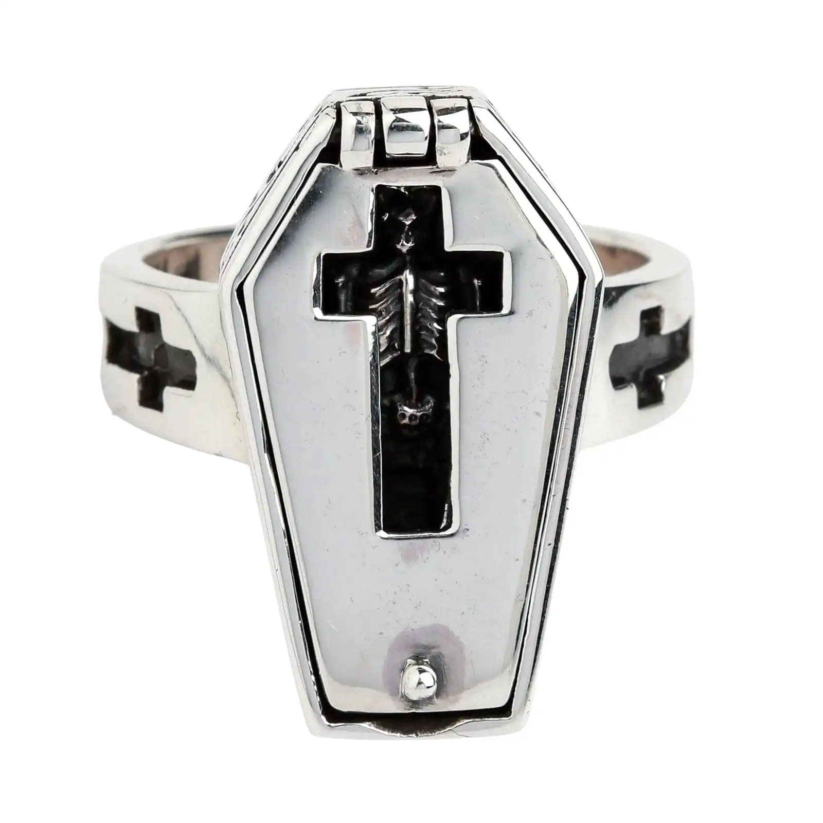 Bikerringshop Sterling Silver Skull Skeleton Coffin Gothic Ring 3 Bikerringshop Sterling Silver Skull Skeleton Coffin Gothic Ring