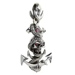 Bikerringshop Snake Rope Skull Anchor Pendant -Outlet Rings Store skull anchor pendant 3