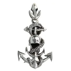Bikerringshop Snake Rope Skull Anchor Pendant -Outlet Rings Store skull anchor pendant 6