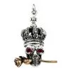 Bikerringshop Sterling Silver Crown Skull And Rose Pendant -Outlet Rings Store skull and rose pendant
