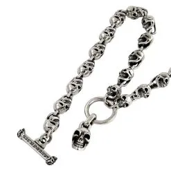 Bikerringshop Sterling Silver Skull Biker Necklace