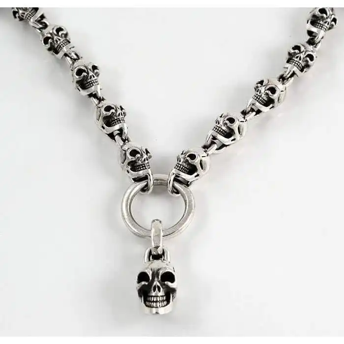 Bikerringshop Sterling Silver Skull Biker Necklace 7 Bikerringshop Sterling Silver Skull Biker Necklace - Image 5