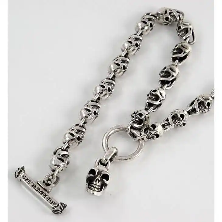 Bikerringshop Sterling Silver Skull Biker Necklace 8 Bikerringshop Sterling Silver Skull Biker Necklace - Image 6