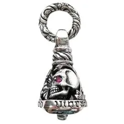 Bikerringshop Sterling Silver Skull Biker Rider Bell Pendant