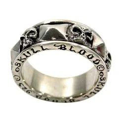 Bikerringshop Sterling Silver Skull Blood Spin Ring